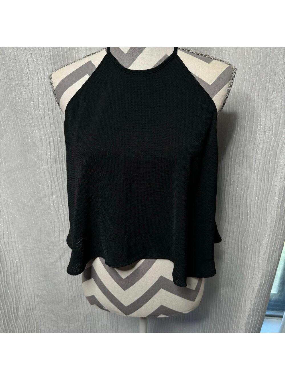 Zara black cropped flowy shirt